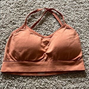 Orange Seamless Sports Bra with Adjustable Straps